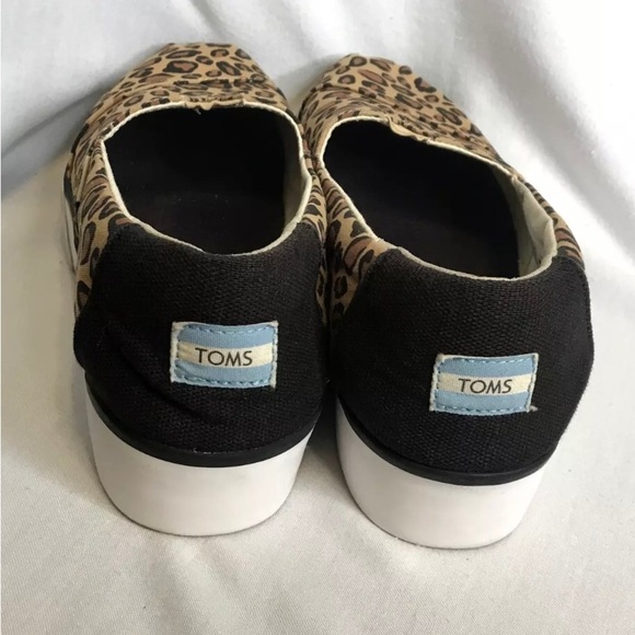 Toms Platform Slip On Sneakers Black/ Brown Cheetah Leopard Print women 8.5 - Picture 5 of 11